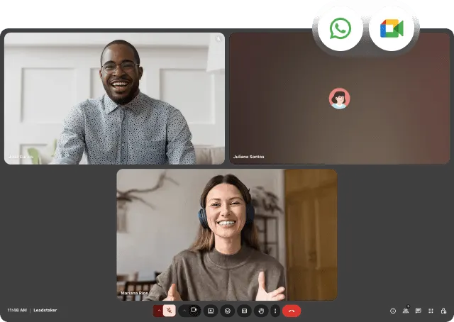 Equipe do Leadstaker em uma chamada de vídeo pelo Google Meet