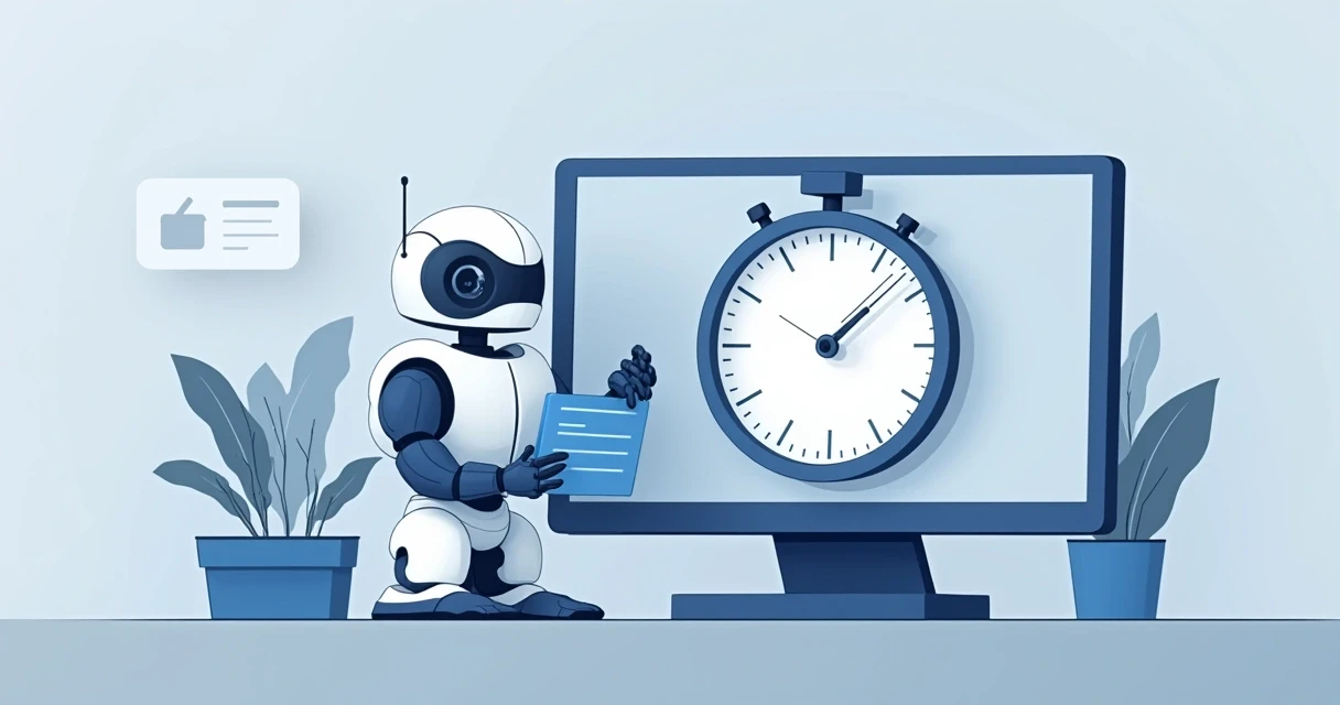 Relógio e chatbot destacando redução no tempo de resposta ao lead